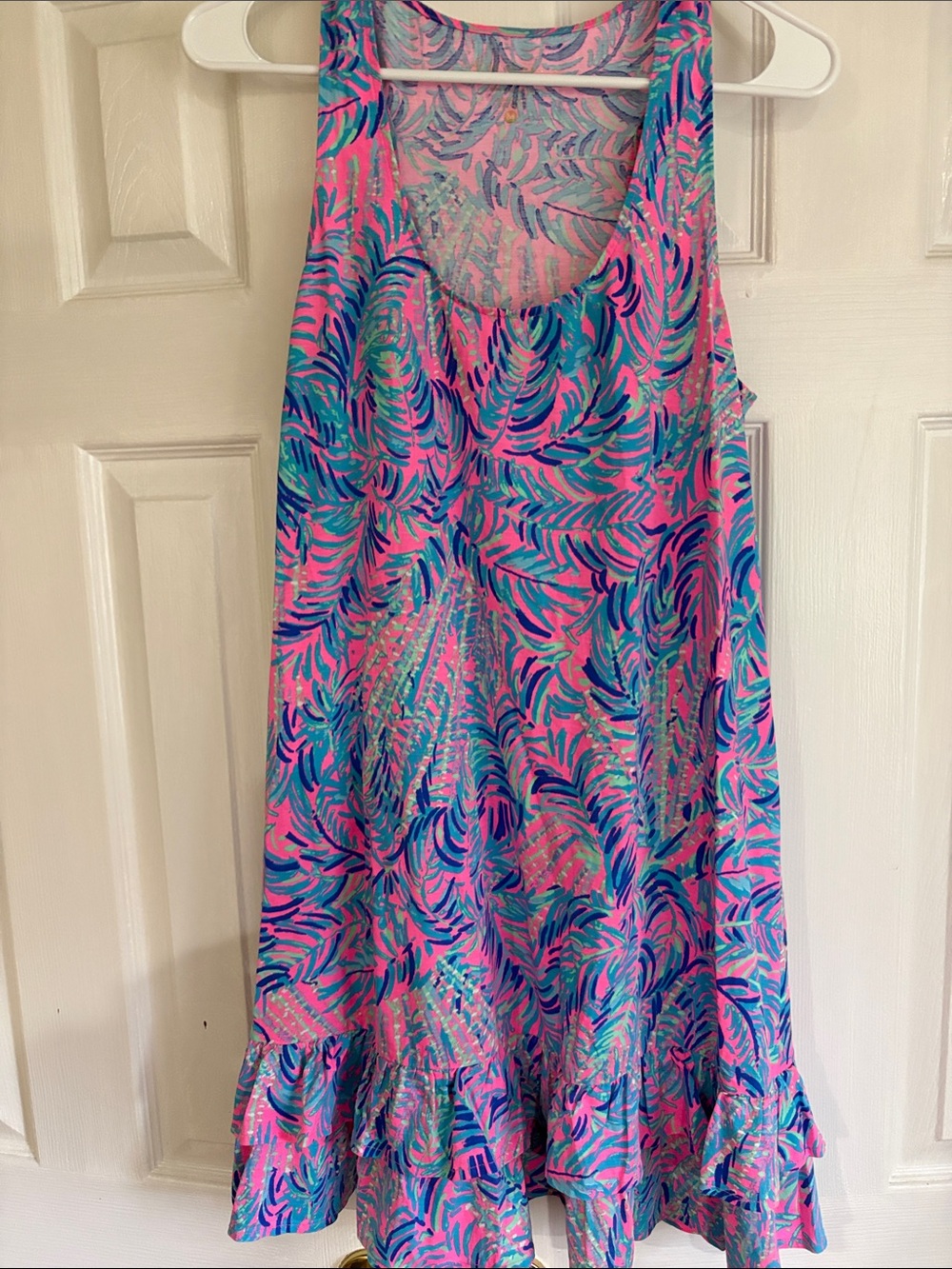 Lilly Pulitzer Pink & Blue Tropical Palm Mini Dress